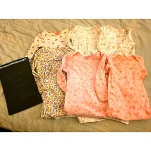 6 Count Newborn Long Sleeved Sleep Dress Elastic Bottom